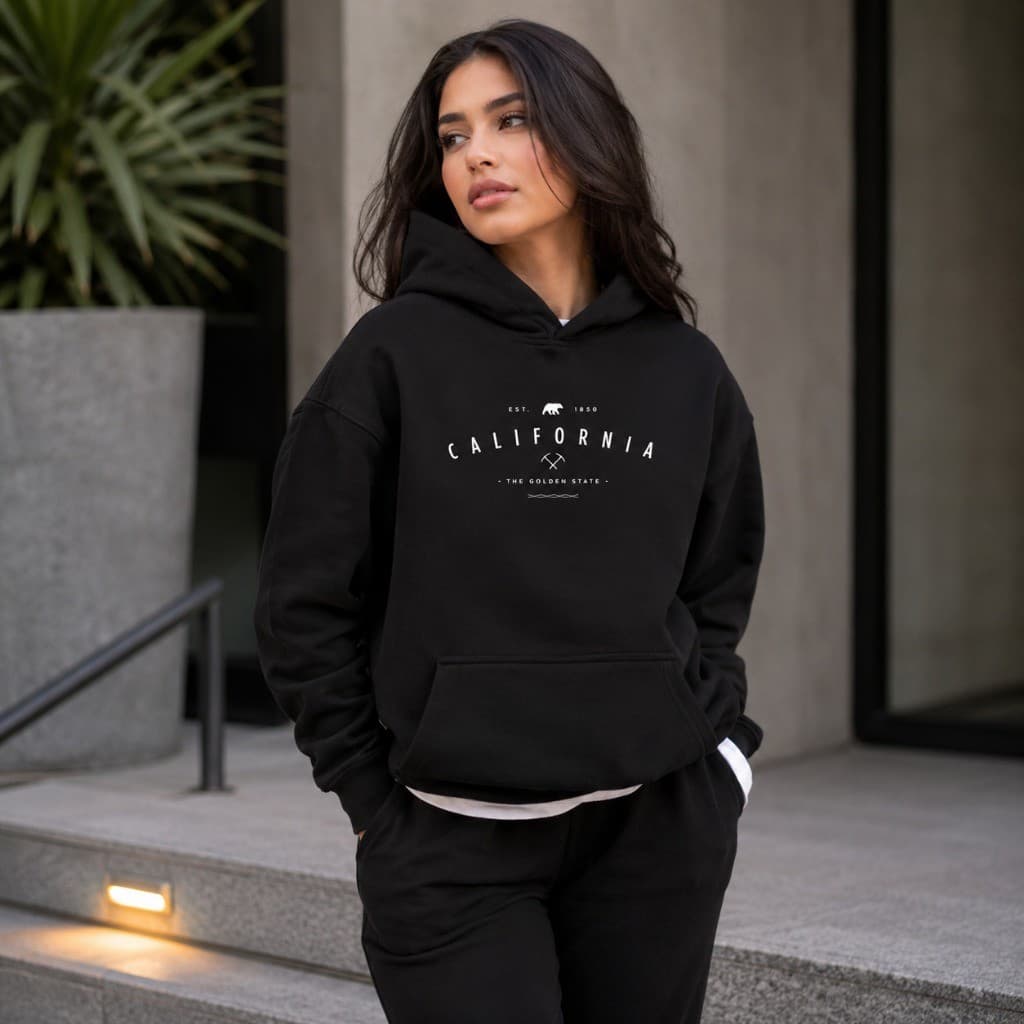 Moletom Canguru Blusa De Frio Outono Inverno Estampado California Golden State