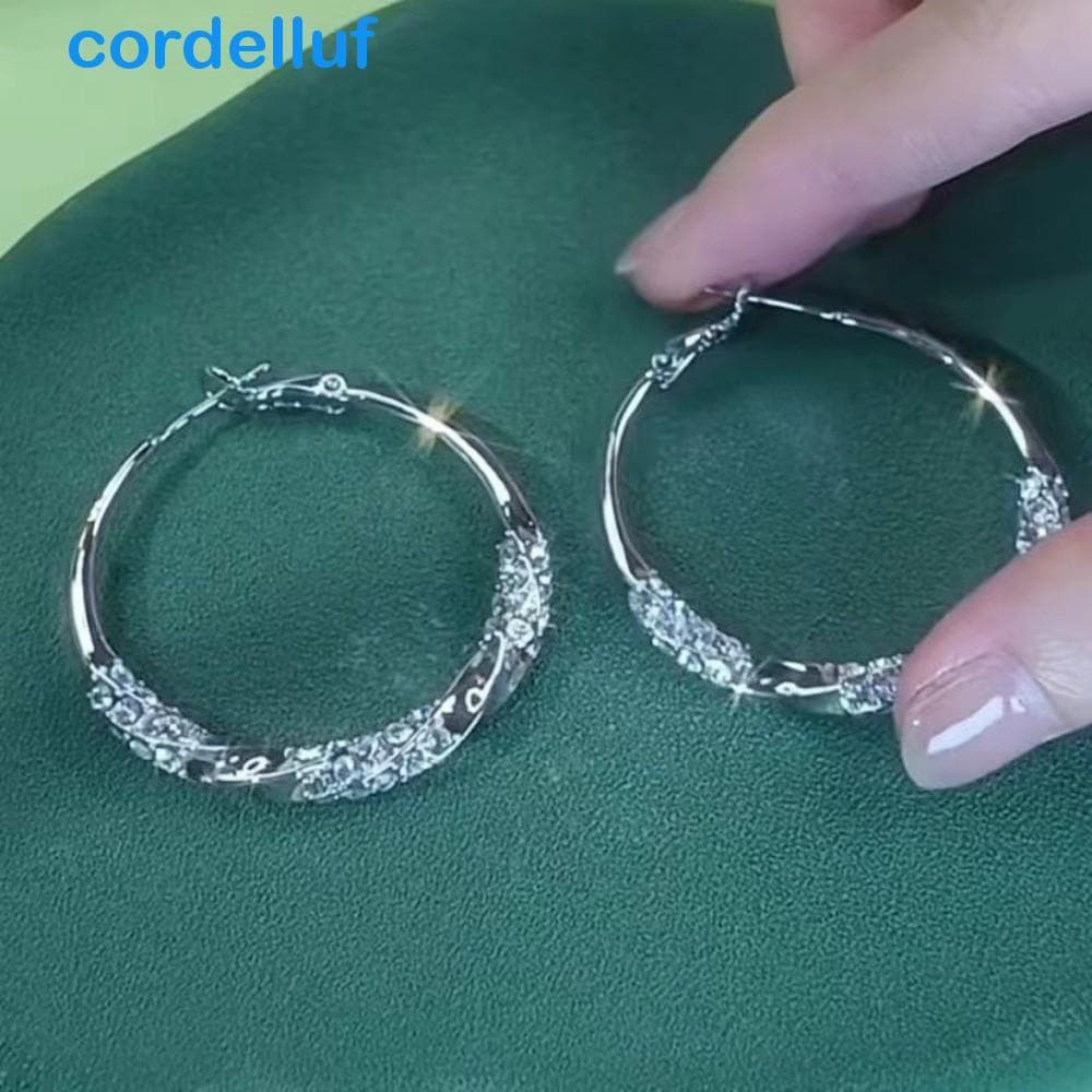 CORDELLUF Brincos Redondos Grandes , De Argola Simples De Luxo Leve , Joias De Orelha Femininas Exageradas De Zircônia