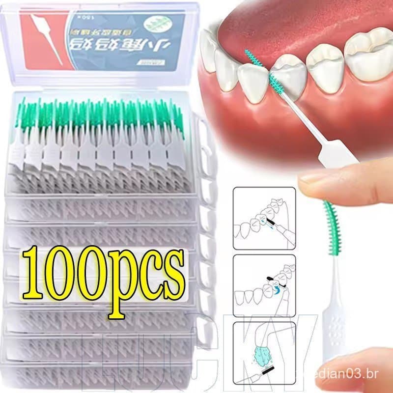 20-100 Unidades De Escovas Interdentais Descartáveis De Gel Macio-Escova De Limpeza De Aparelho Ortodôntico De Linha Fio