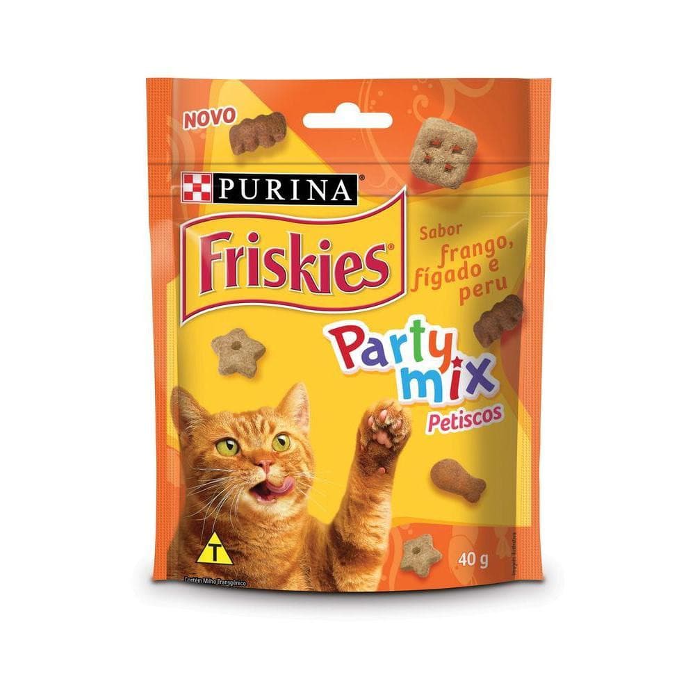 Petisco para Gatos Adultos Friskies Party Mix Sabor Frango, Fígado e Peru Purina 40g