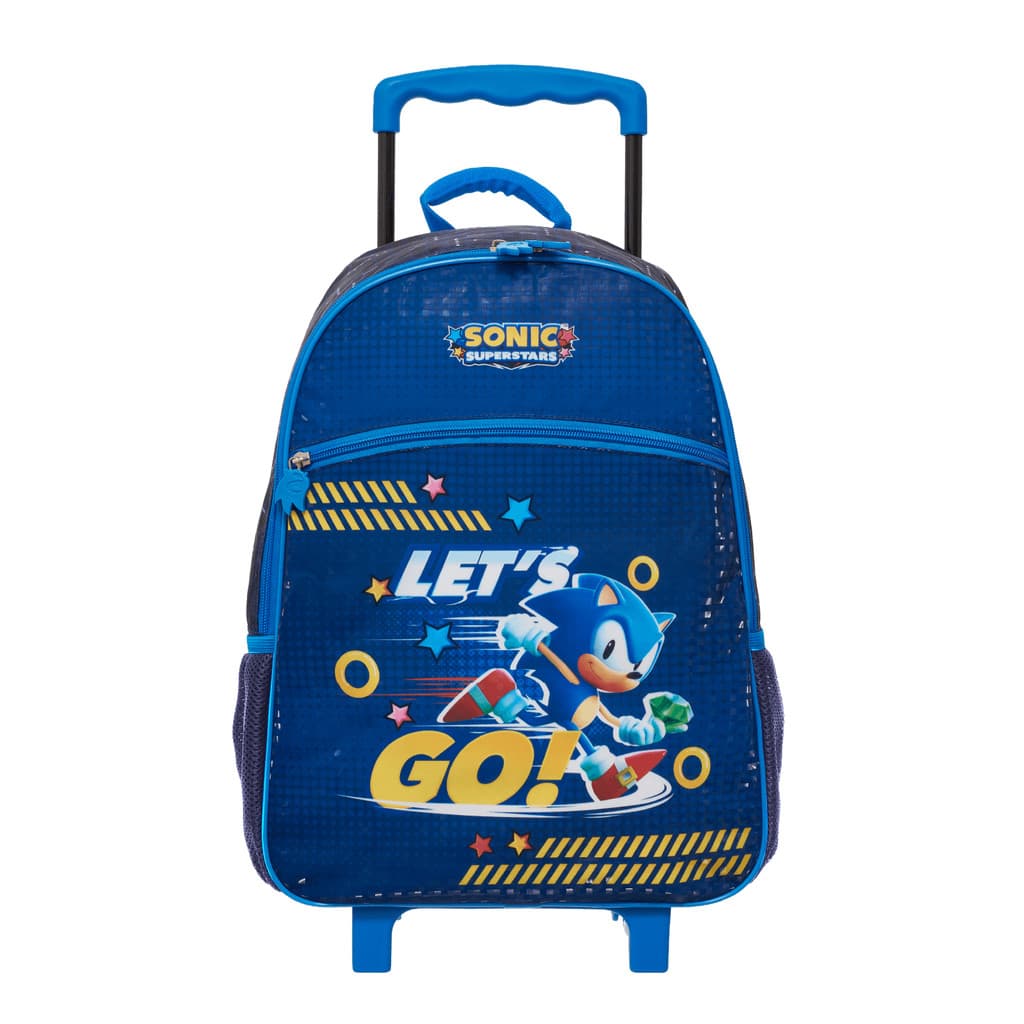 Mochila Carrinho Sonic Let’s Go Escolar Rodinhas Pacific