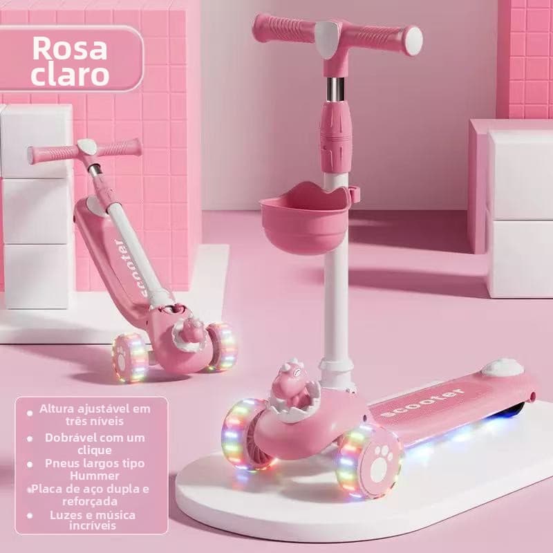Scooter infantil de 3 rodas com base de eixo de luz LED--1717