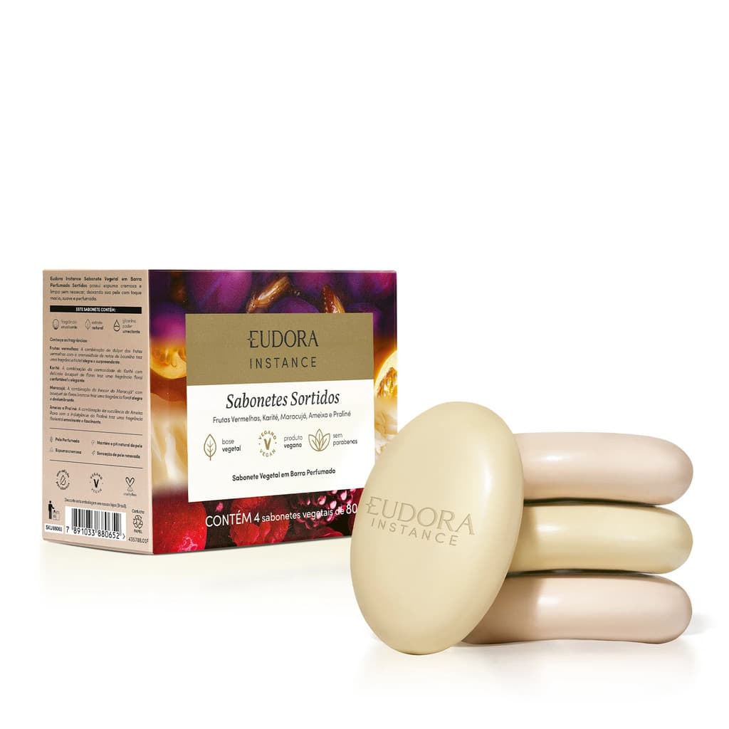 Sabonete Vegetal Em Barra Perfumado Sortidos Instance 4x80G - Eudora
