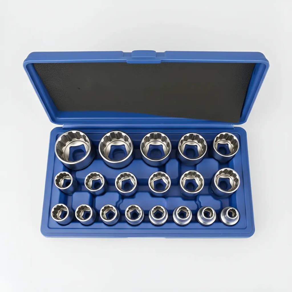 Kit Jogo Soquete Curta 1/2 Estriada / Multidentada 19pcs