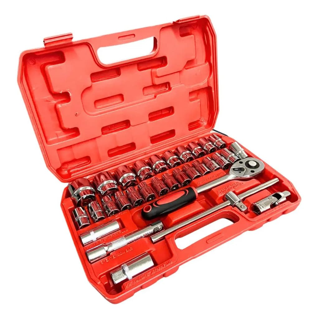 Jogo de Soquete Tubarão 32 Peças 1/2" Aço Cromo Vanádio 8-32mm