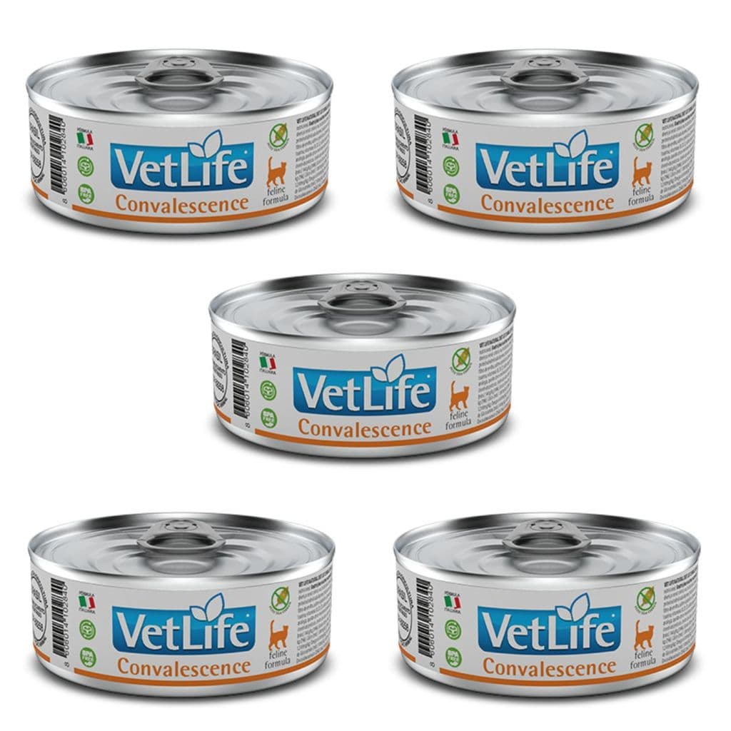 Kit c/ 5 Vet Life Convalescence Ração Úmida p/ Gatos 85g