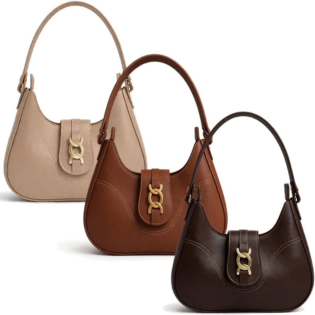 Kit 3 Bolsa Feminina Meia Lua De Ombro Transversal Com Alça Lateral Simples