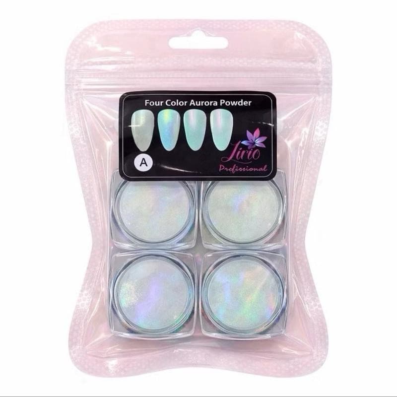 Kit 4 Pó Cromado Sereia Asa De Borboleta Unha Gel Brilhante