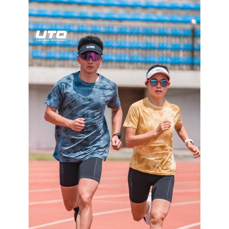 UTO UTO Merino Lã de Secagem Rápida Verão Outono Masculino Tie-Dye Top Verão Esportes Camiseta Correndo Manga Curta
