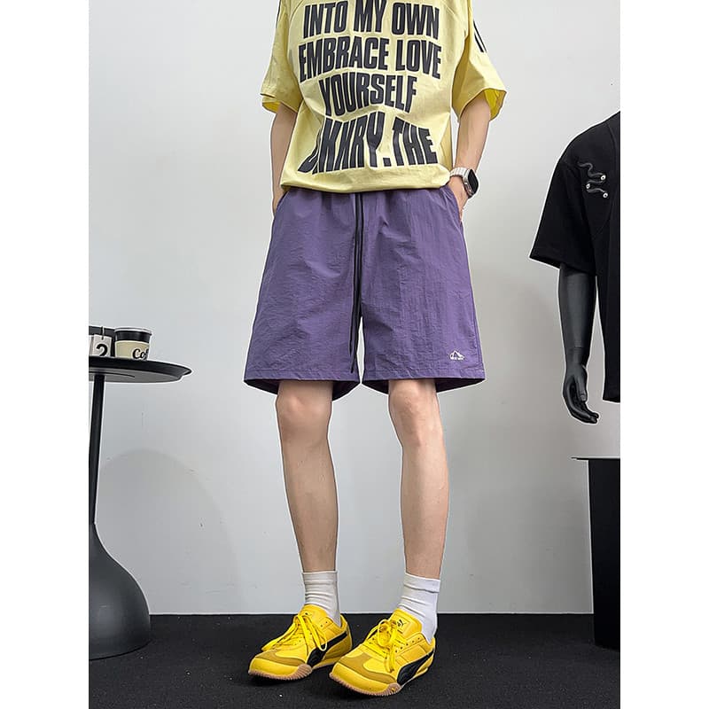 Shorts de secagem rápida série montanha ao ar livre masculino verão solto esportes casuais calças de cinco pontos em lin