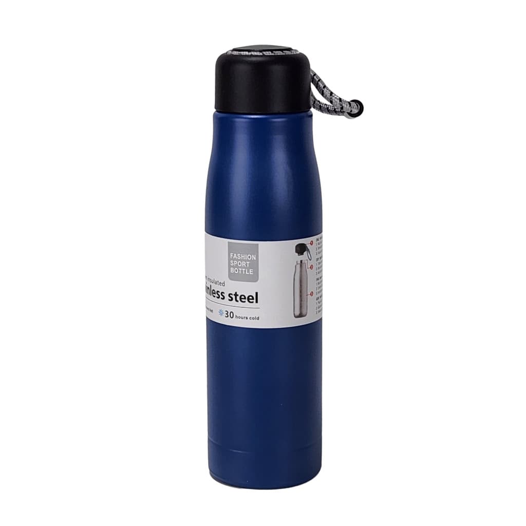 Garrafa Térmica Inox 500ml Sport 30h Gelada Squeeze Academia Com Alça Cordão