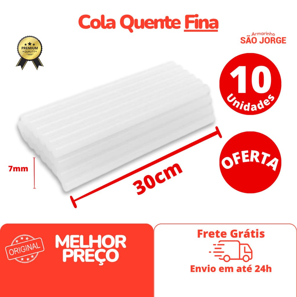 Bastão Cola Quente até 100 Unidades ArtePunto Super Transparente - Fina e Grossa