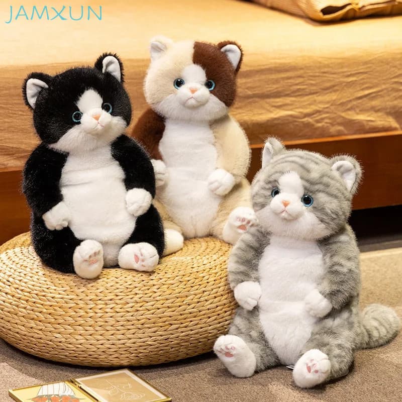 JAMXUN Brinquedo de Pelúcia Original Lily Cat, Boneco de Gatinho Fofo Feito à Mão de Alta Qualidade, Companheiro Aconche
