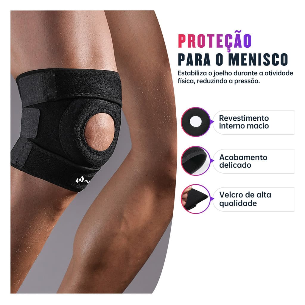 Joelheira de compressão Ortopedica Articulada Apoio Reforçado Proteção Patela Exercício Profissional