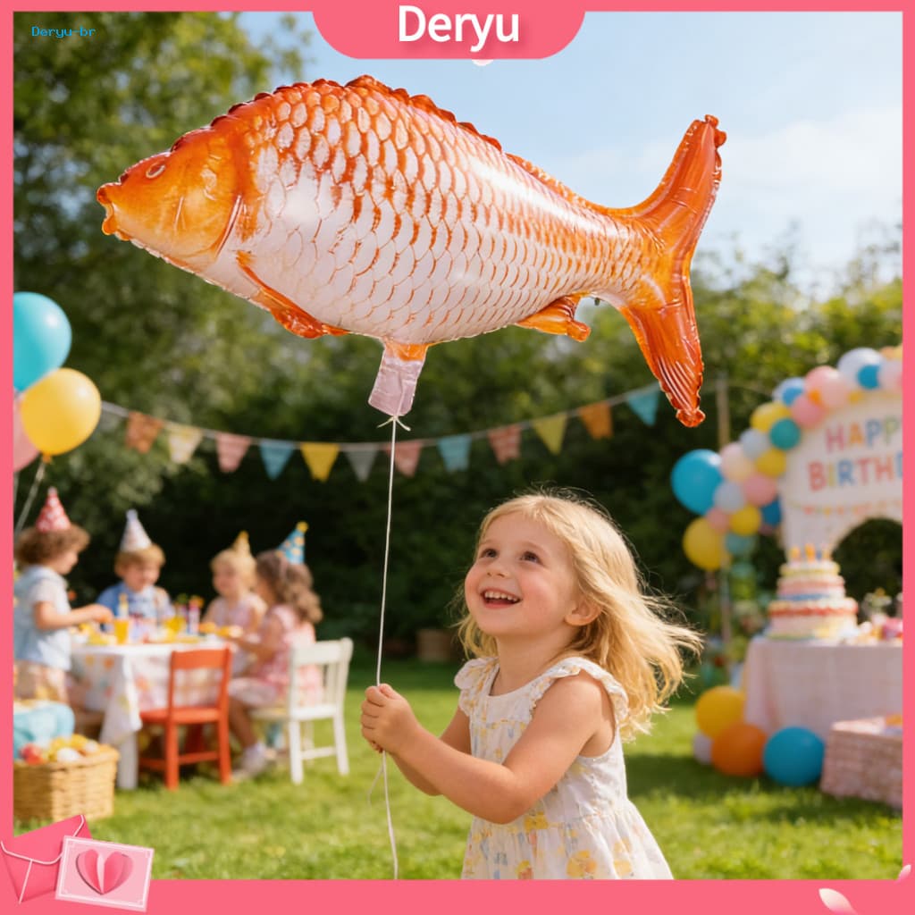 Kids Party Fish Balloons Shaped Balloon 6 Pcs Realistic Foil Carp Design for Fishing Birthday Baby Shower Decoration Sup