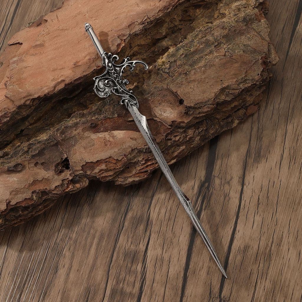 Presilha de Cabelo Vintage em Forma de Espada Viking, Acessório de Cabelo Versátil e Elegante