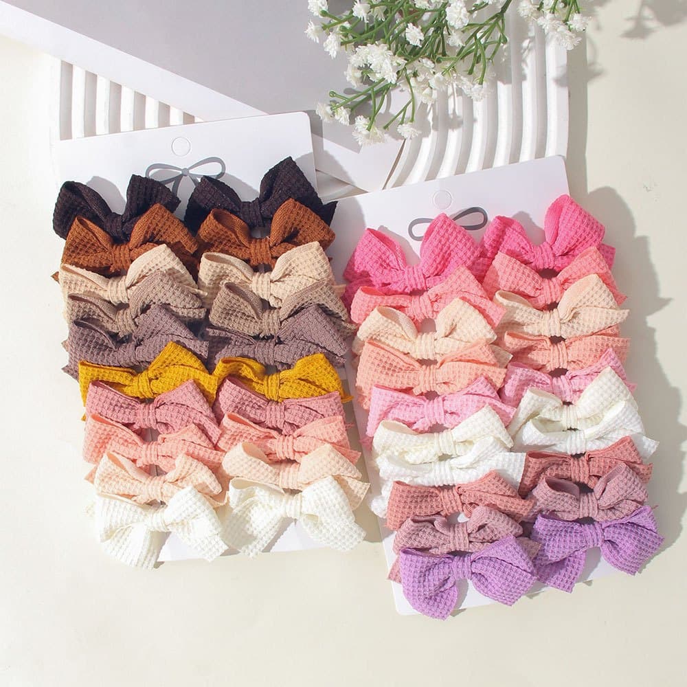 Conjunto de 20 peças de presilhas de cabelo com laço em cores sólidas para meninas, acessórios de cabelo infantis feitos