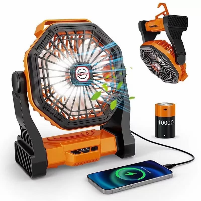 Ventilador de Campismo 2025 Recarregável USB: Super Silencioso, Oscilante, e Longa Duração para Tenda e Quarto.