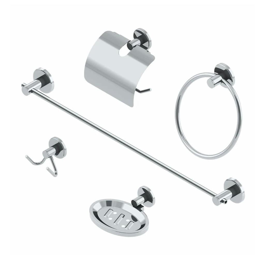 Kit Acessorios Para Banheiro 5 Pecas Inox Cromado Stander