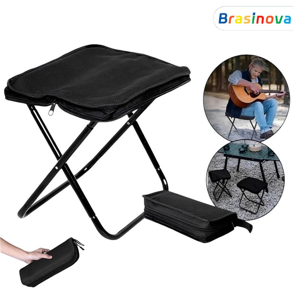 Conjunto de Banco e Cadeira Dobrável de Ferro - Para Camping, Pesca e Atividades ao Ar Livre