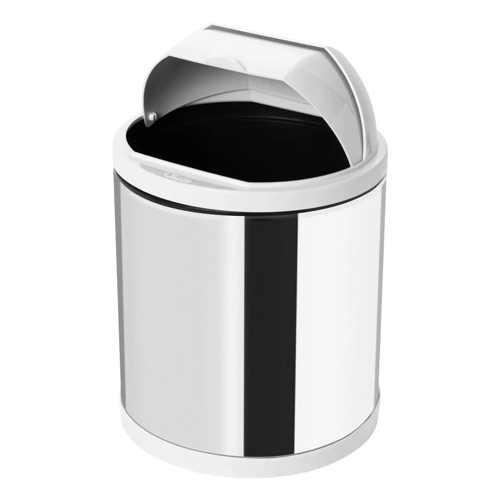 Lixeira De Pia 2,5l Aço Inox Tampa Retrátil Cesto Cozinha Branca