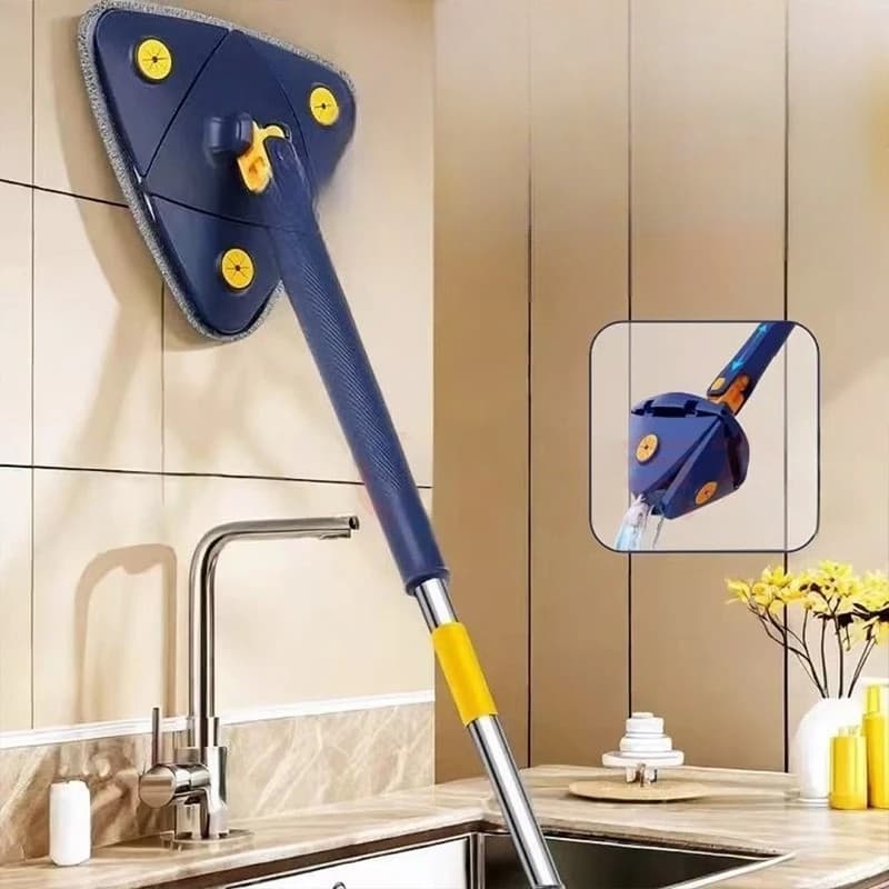 Mop Triangular Limpeza Vidro Janela Piso Refil Microfibra Lavagem Esfregão Rodo Altura Cerâmica Parede Base 360°