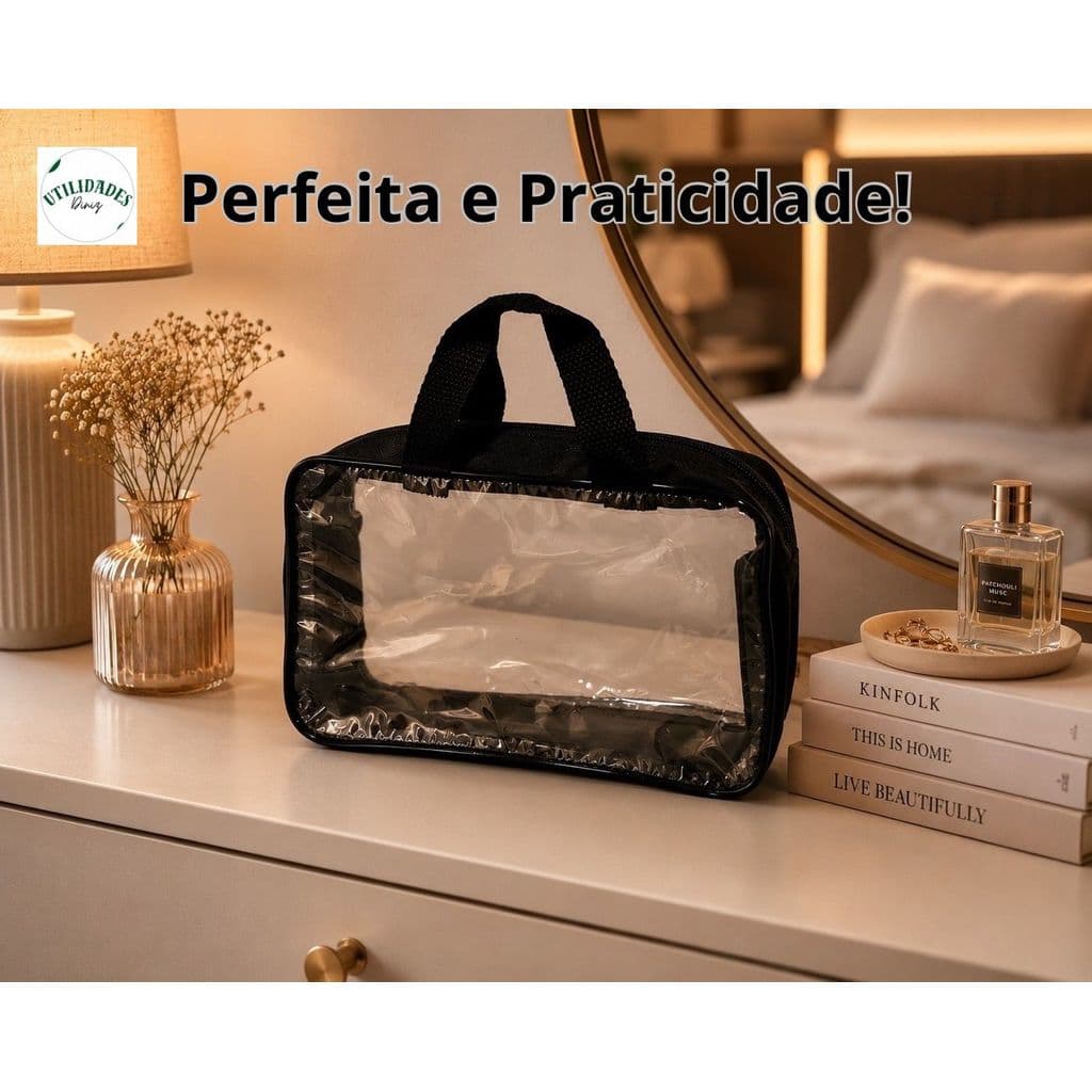Nécessaire Transparente Multiuso – Bolsa Organizadora para Maquiagem, Enfermagem, Escola e Academia