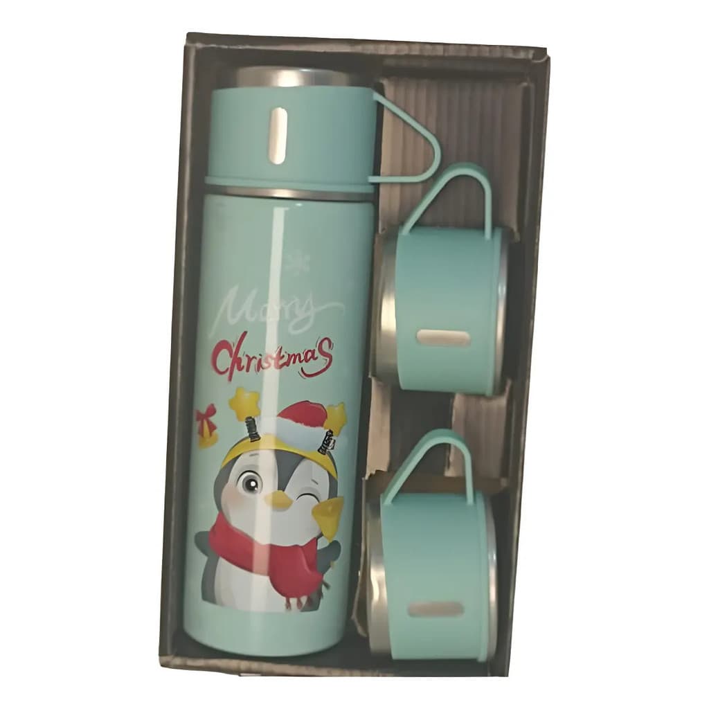 Garrafa Térmica 500ml Inox 3 Xícaras - Tema Natal