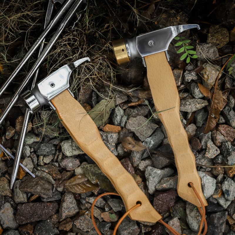 Martelo de aço inoxidável para acampamento ao ar livre, martelo de cobre, cabo de faia, tenda, dossel, martelo de unhas,