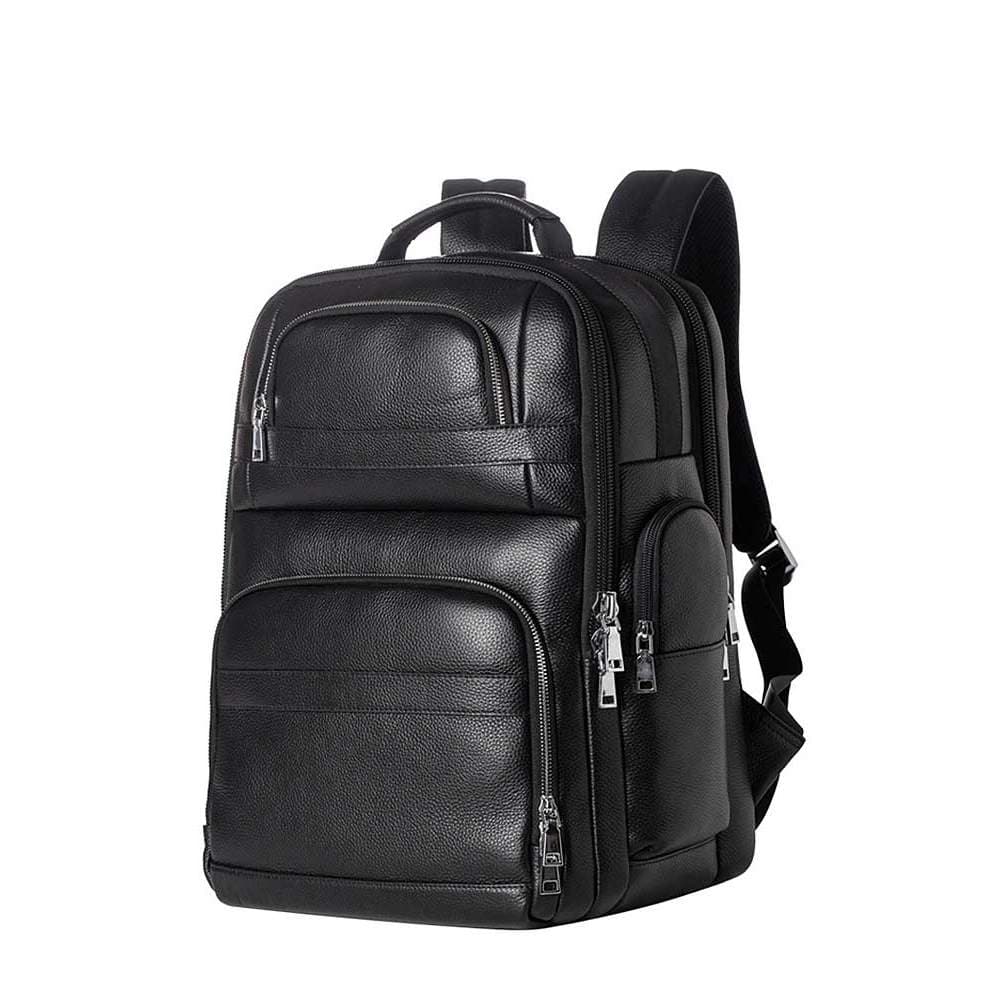 Mochila de viagem grossa de couro genuíno mochila de viagem de negócios masculina grande capacidade Multi-compartimento