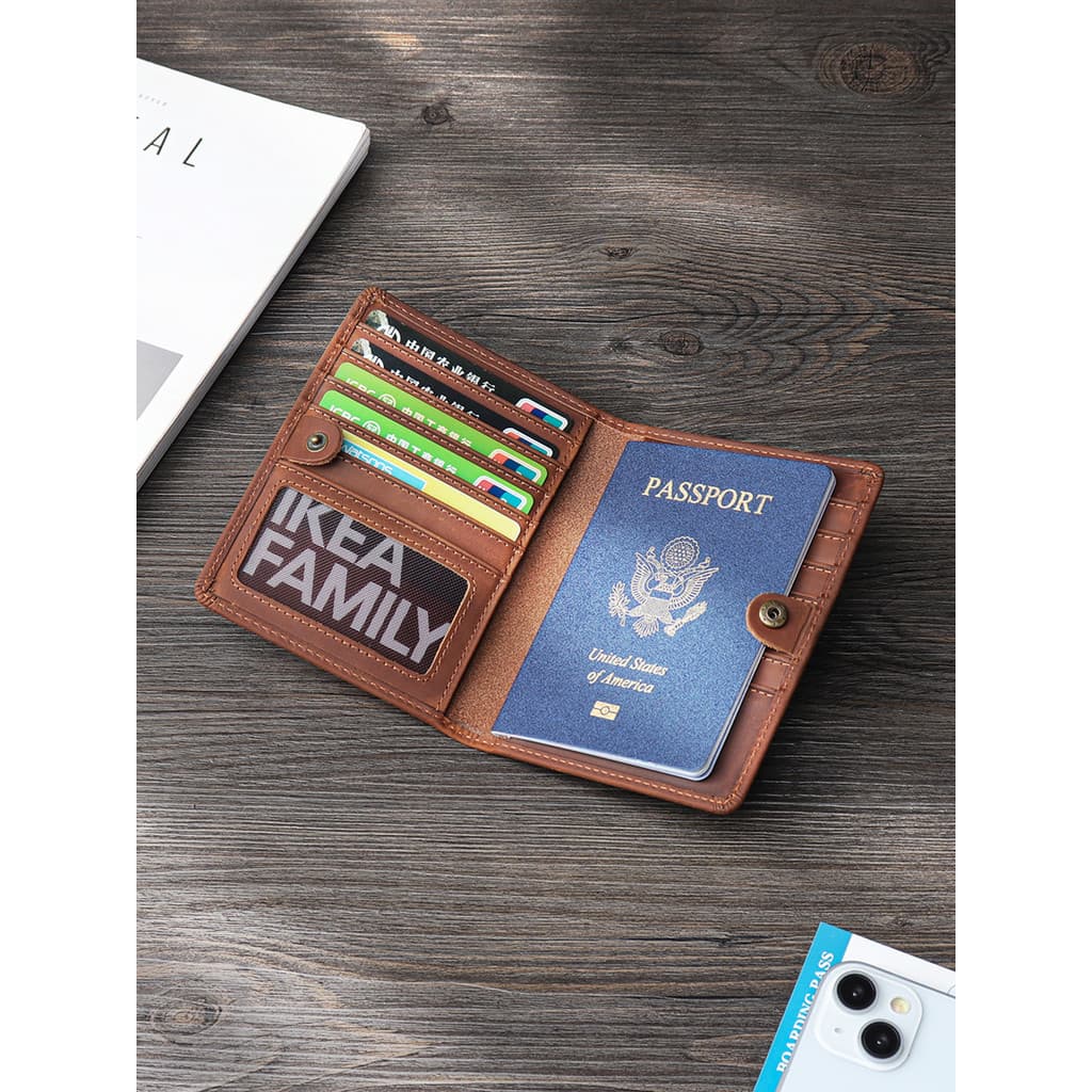 Porta-passaporte Capa protetora para viagem Documento portátil Porta-cartões multicartões Couro genuíno Multifuncional P
