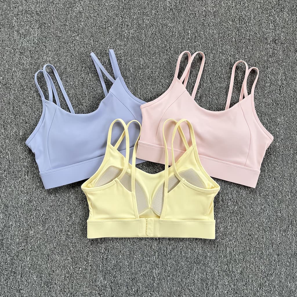 Roupa interior esportiva feminina linda volta à prova de choque reunião correndo colete de Fitness Wear verão de alta in