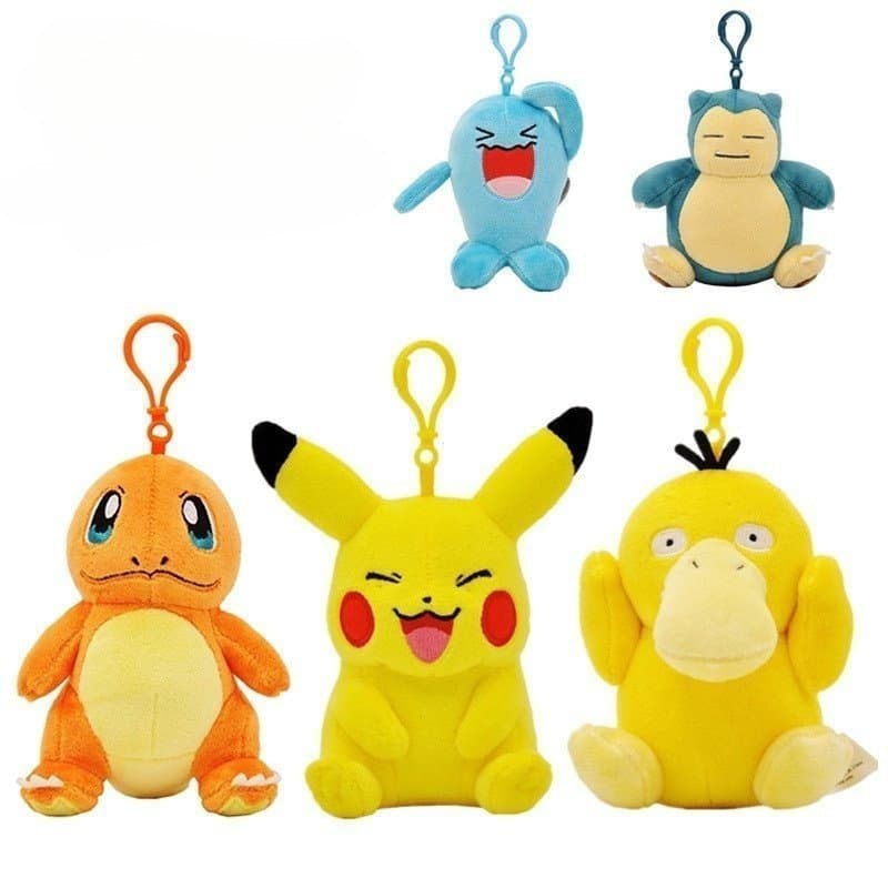 Chaveiro de Anime Pokémon Boneca de Pelúcia de 12cm Decoração de Mochila Pingente Pikachu Charmander Pokeball Pelúcia