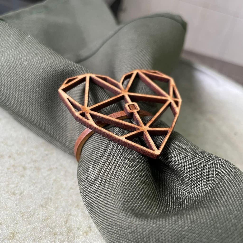 12 Anéis Porta Guardanapo Coração Geométrico Decoração de Casamento Decoração de Mesa Mesa Posta