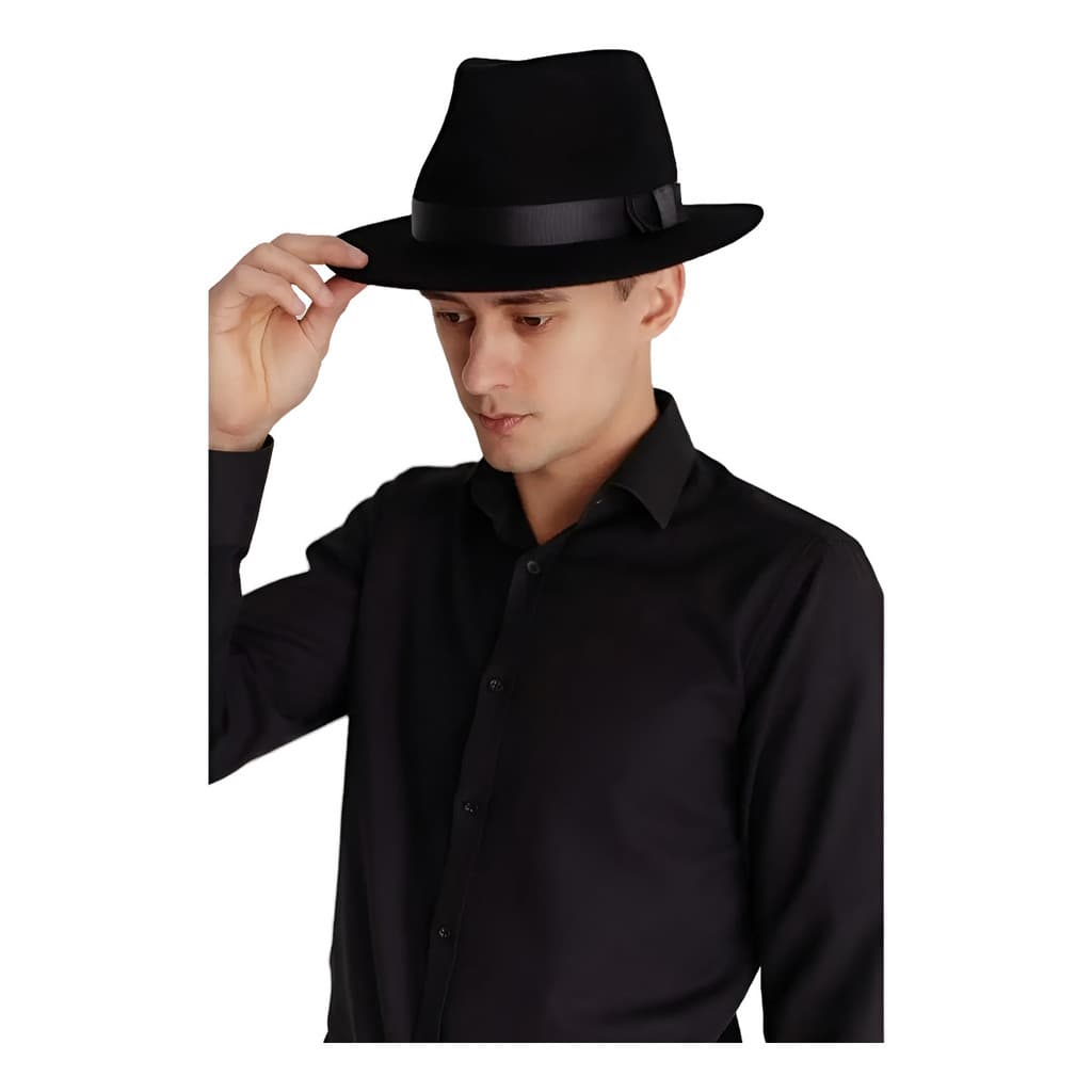 Chapéu Fedora Gangster Clássico Feltro Unissex Aba Curta