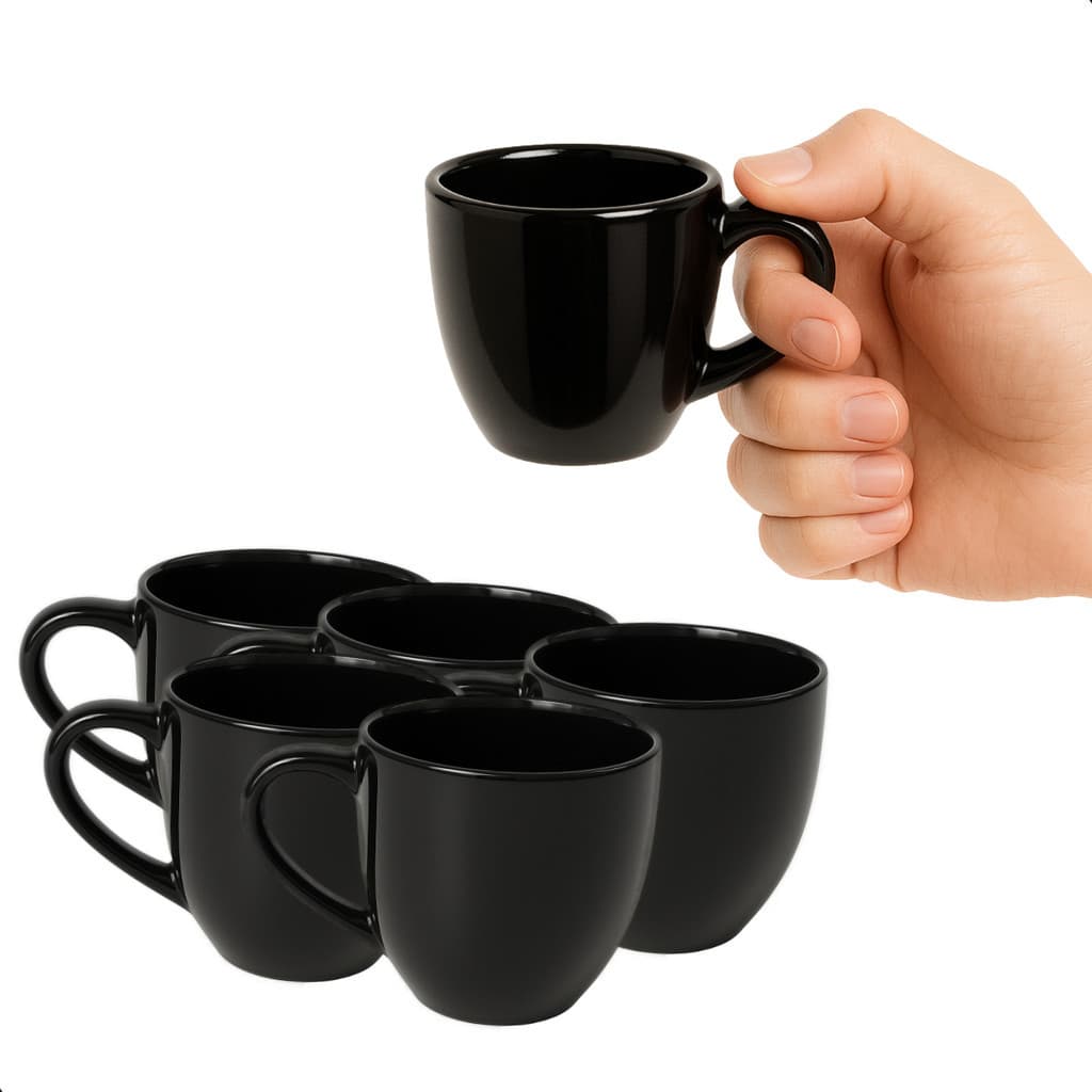Conjunto Jogo 6 Xícaras Porcelana 95ml Pequena Chá Café
