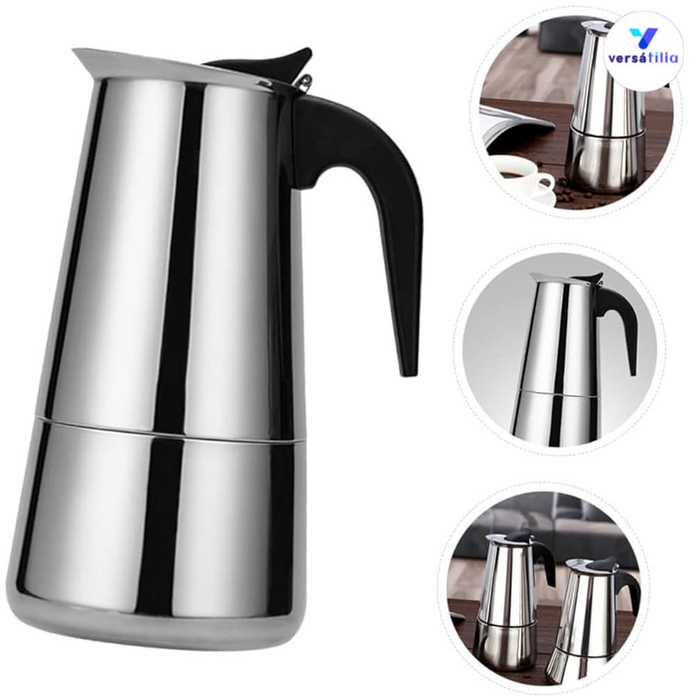 Máquina de café italiana Inox 9 xícaras-Expresso e Moka 4 a 6 xícaras profissionais