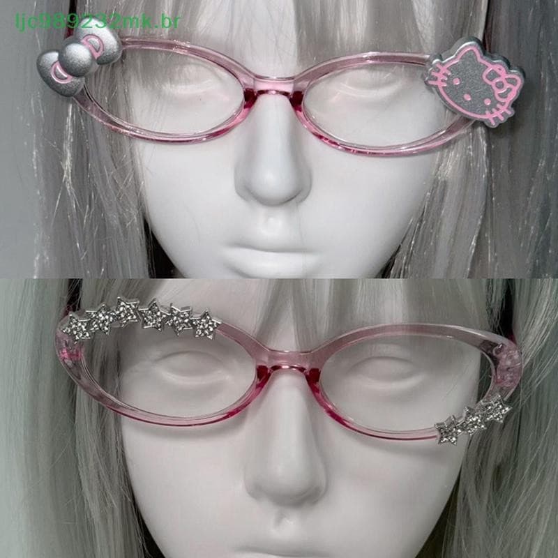 [MYBR] 1/2 Pcs Harajuku Japonês Charme Menina Hello Kitty Óculos Rosa Brilhante Arco Retro Y2K Decorativos Presente De A