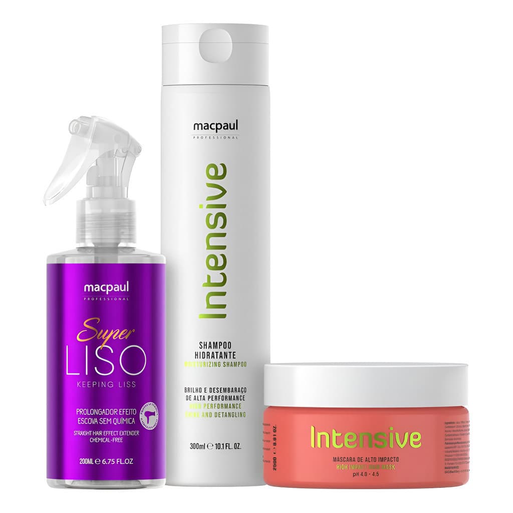Kit Shampoo E Máscara E Protetor Térmico Super Liso Macpaul