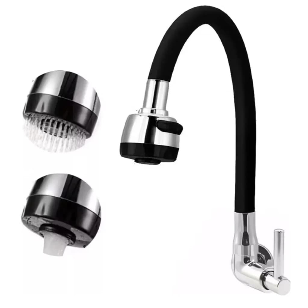 Inox Preto Torneira com chuveiro com rotação de 360° Cozinha Luxo Parede Promoção HKX