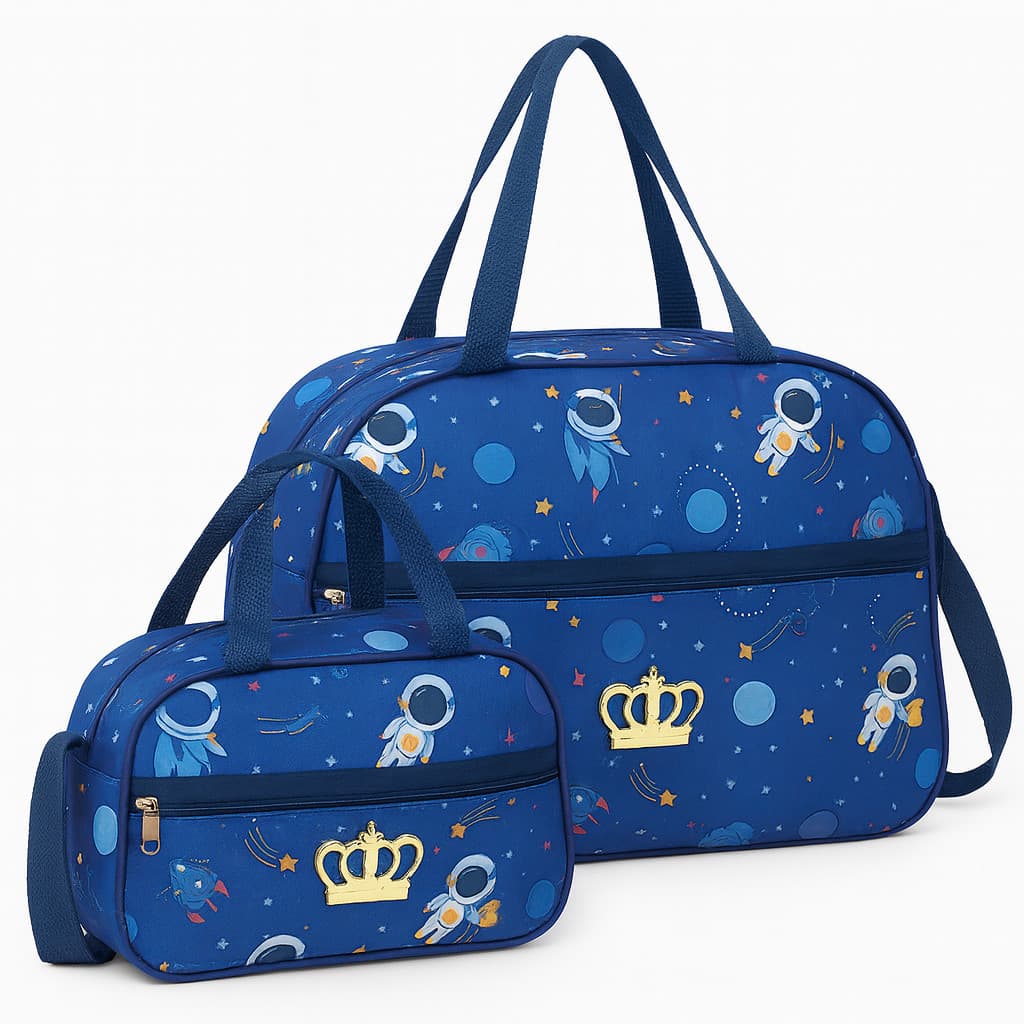 Kit 2 Bolsas Maternidade – Bolsa Grande + Frasqueira – Impermeável, Leve e Moderna