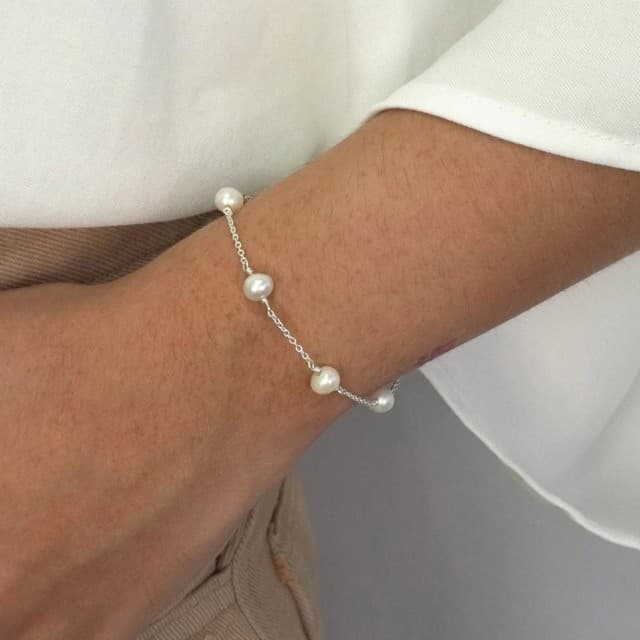 Pulseira Prat Pérola Natural Barroca 16cm + 3cm AL