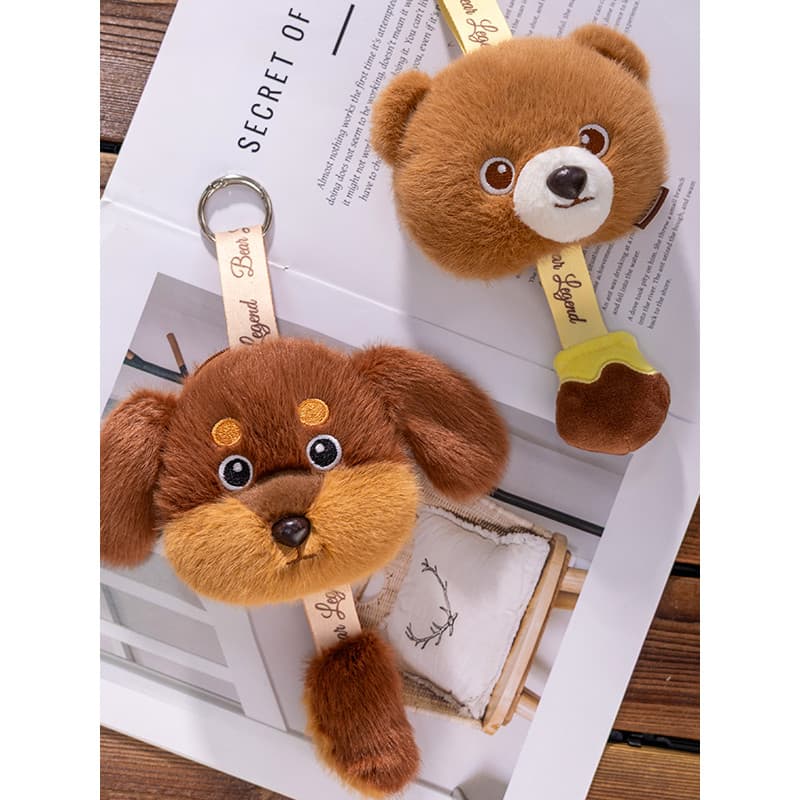Dachshund boneca pendurado saco de escola mochila brinquedo de pelúcia boneca engraçado pequeno Panda carro pingente moe