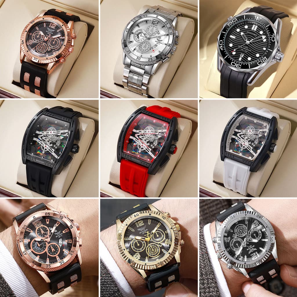 2026 novo estilo na moda masculino banda de aço relógio de pulso estação de vendas modelo quarto relógio modelo vestiári