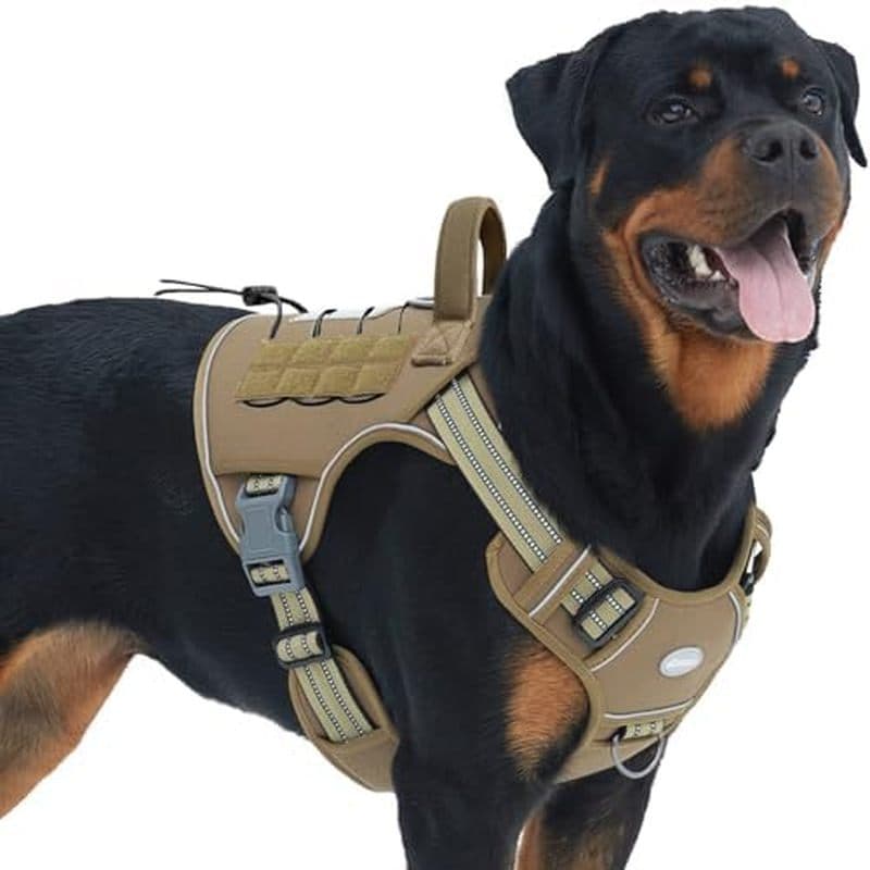 Arnês Tático Para Cães Auroth Grandes , Sem Tração , Ajustável , Animais De Estimação , Reflexivo , K9 , Treinamento De