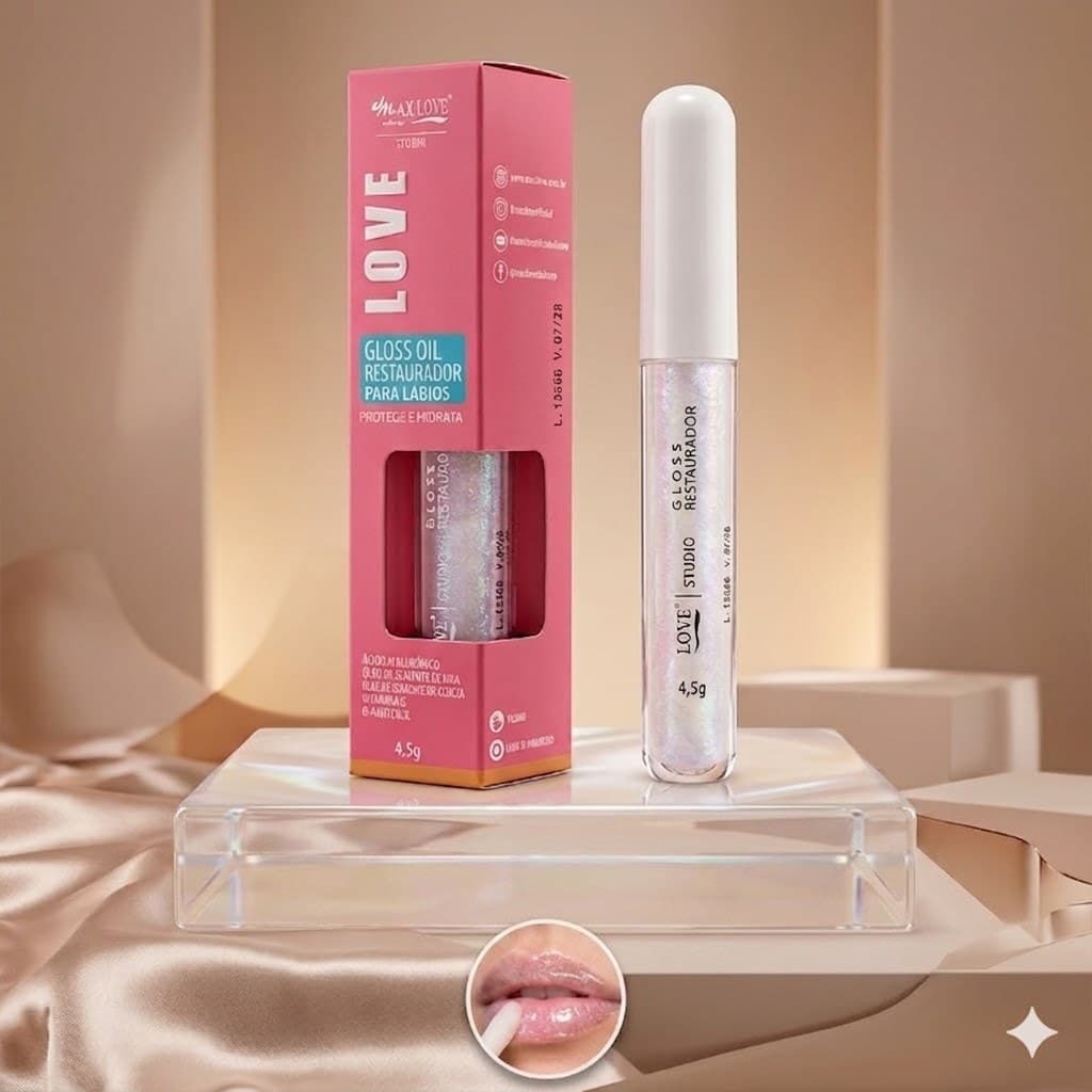 Gloss Oil Restaurador Labial Max Love - Hidratação Ácido Hialurônico e Vitaminas 4,5g