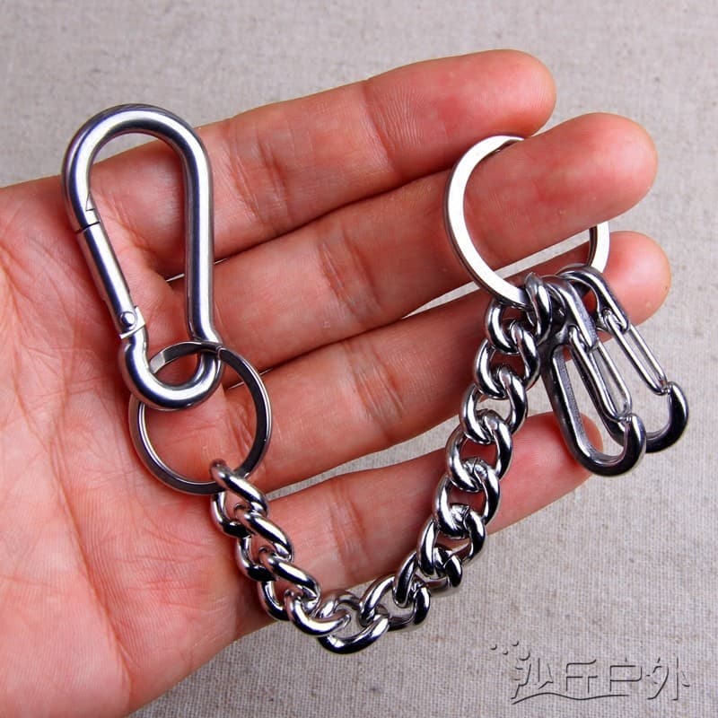 Chaveiro de aço inoxidável feito à mão chaveiro de aço inoxidável Hexagonal duplo tecido moagem corrente Anti-perdido pe