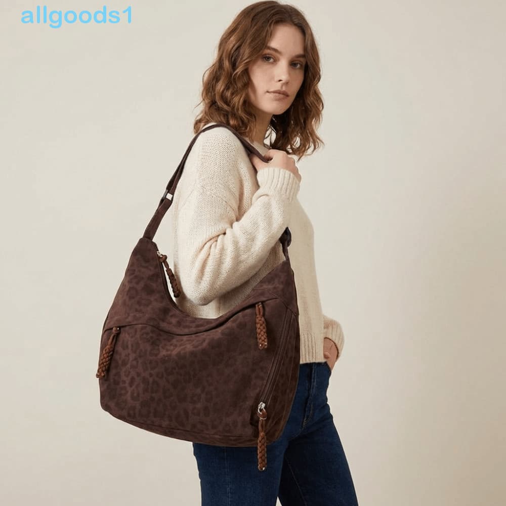 Bolsa Crossbody Com Estampa De Leopardo ALLGOODS , Para Bolinho De Poliéster Zíper De Ombro De Grande Capacidade