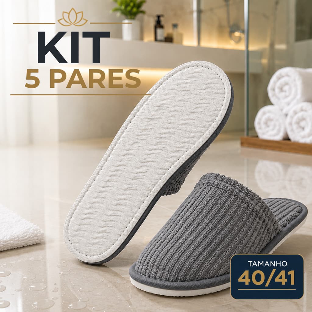 Kit 5 Pantufa Básica Para Hotel Hospedagem Resort Solado Antiderrapante Atacado