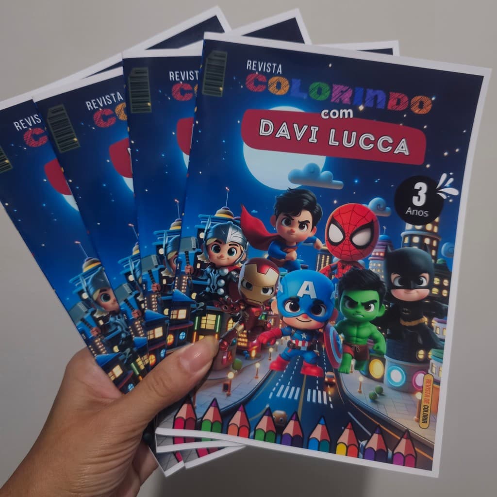 Kit Revistinha Livro de Colorir Infantil Festa Lembrancinha Prenda PERSONALIZADO - DESENHO livrinho vingadores baby